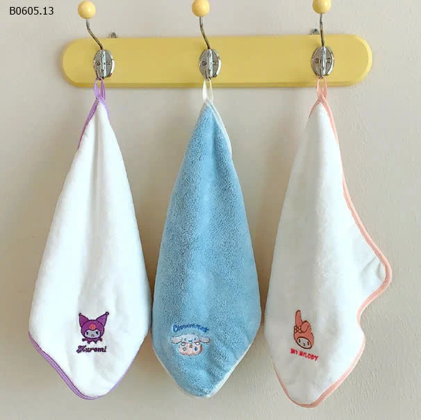 Set 5 khăn mặt #Kuromi cho bé hãng Sanrio-sỉ 56k/set 5c 