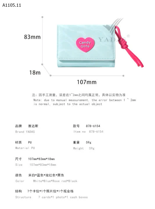 VÍ MINI CẦM TAY CHO NỮ YADAS-sỉ 67k