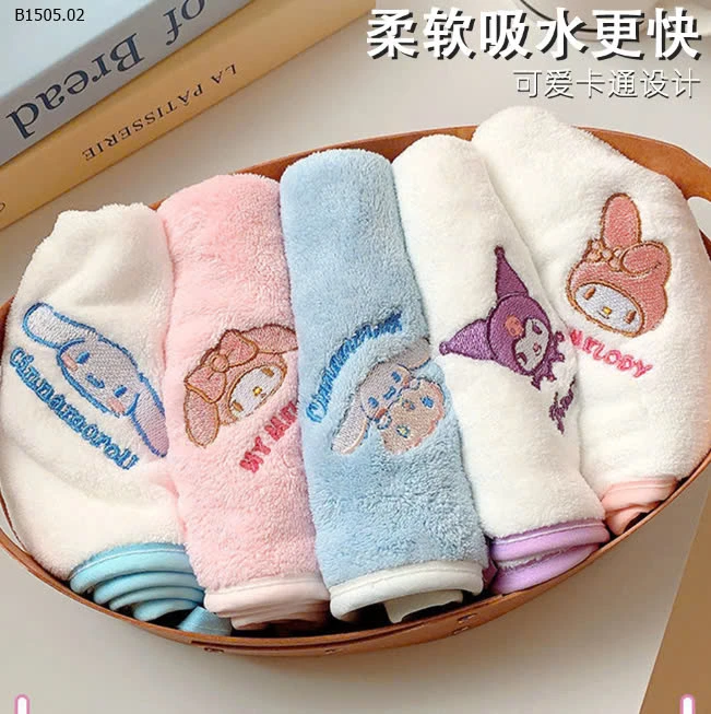 Set 5 khăn mặt Kuromi cho bé hãng Sanrio Siêu xịn -Sỉ 50k/ 1 sét 5 khăn
