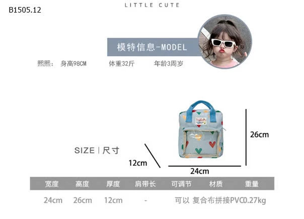 BALO HỌA TIẾT TIM CHO BÉ  YÊU -Sỉ 130k