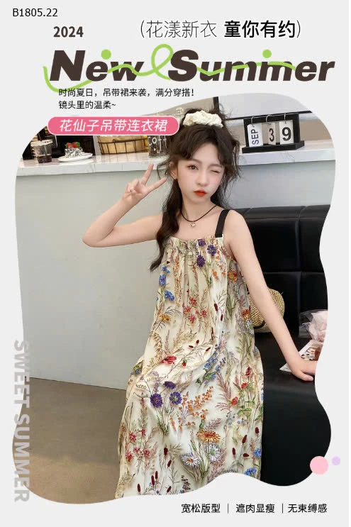 VÁY HAI DÂY HỌA TIẾT BÉ GÁI-Sỉ 138k