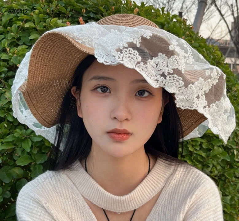 MŨ CÓI TIỂU THƯ PHỐI REN VÀNH RỘNG-Sỉ 67k