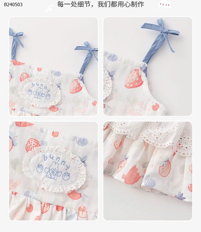 VÁY 2 DÂY CHO BÉ GÁI3 - Sỉ giá  mẫu 1, 2 ( váy ): 192k  mẫu 3, 4 ( kèm mũ ): 272k 