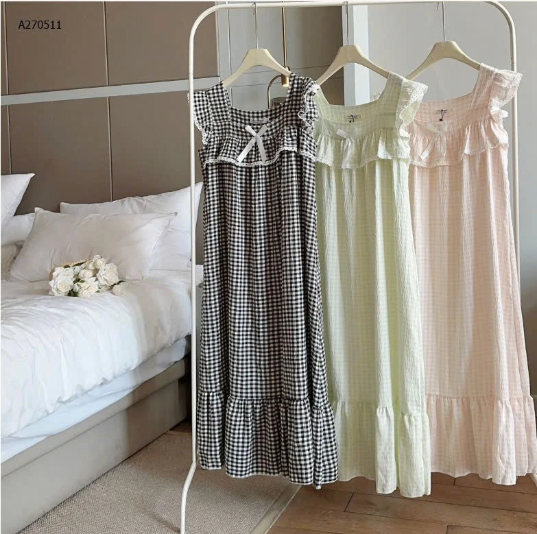 VÁY NGỦ KẺ KÈM ĐỆM NGỰC MAD NONO   - sỉ 185k