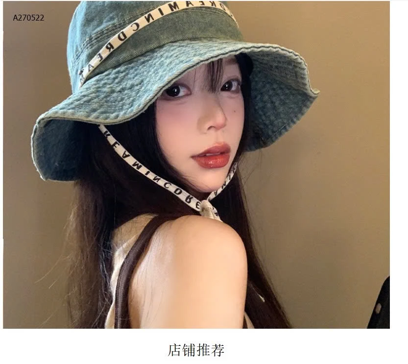 MŨ JEAN CAO BỒI CÓ DÂY ĐEO KOREA  - sỉ 85k