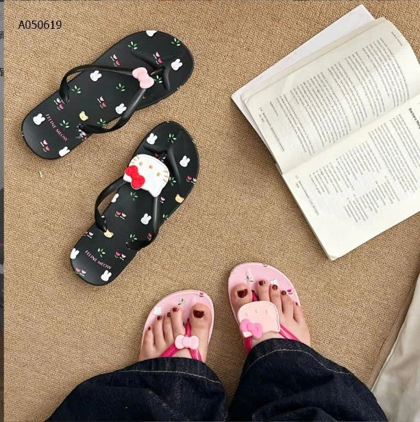 Dép xỏ ngón in hình mèo nơ-59k/đôi bán từ 2 đôi
