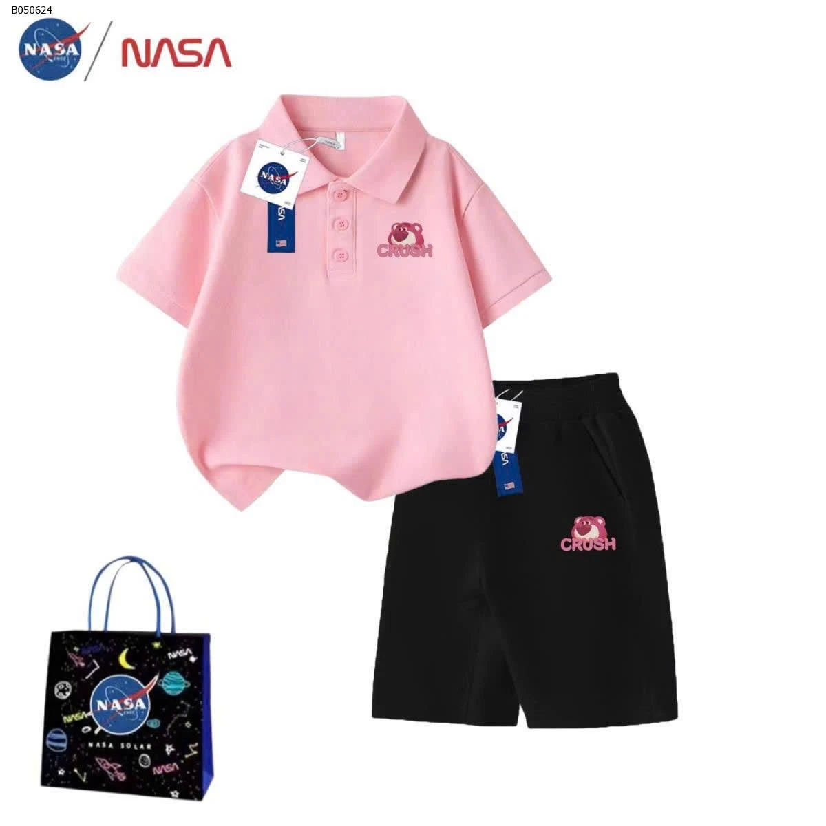 Bộ đồ bé gái cổ polo NASA - sỉ 125k