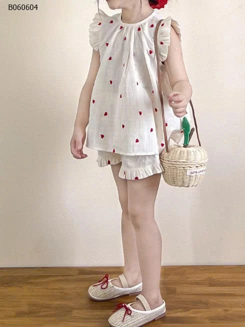 SET ÁO CÁNH TIÊN + QUẦN ĐÙI PHỐI VIỀN BÈO BÉ GÁI - sỉ 200k