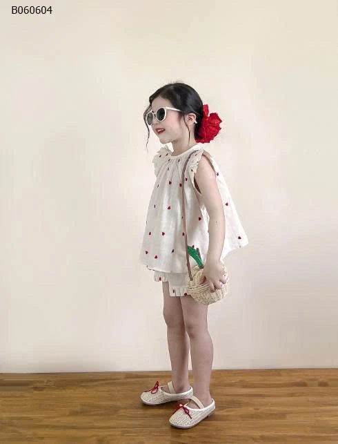 SET ÁO CÁNH TIÊN + QUẦN ĐÙI PHỐI VIỀN BÈO BÉ GÁI - sỉ 200k