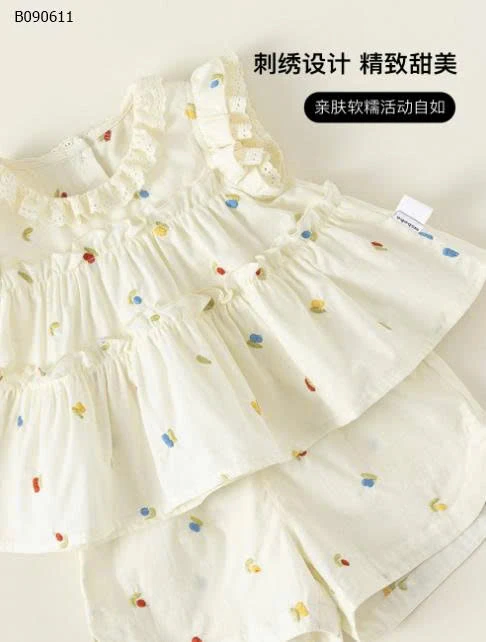 Bộ áo ren không tay  kèm quần  short  nhà M.bang- 269k/set 