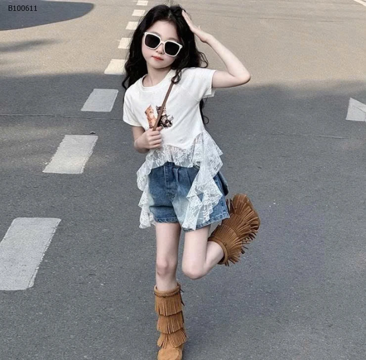 SET ÁO THUN REN PHỐI QUẦN SHORT JEAN   - sỉ 206k