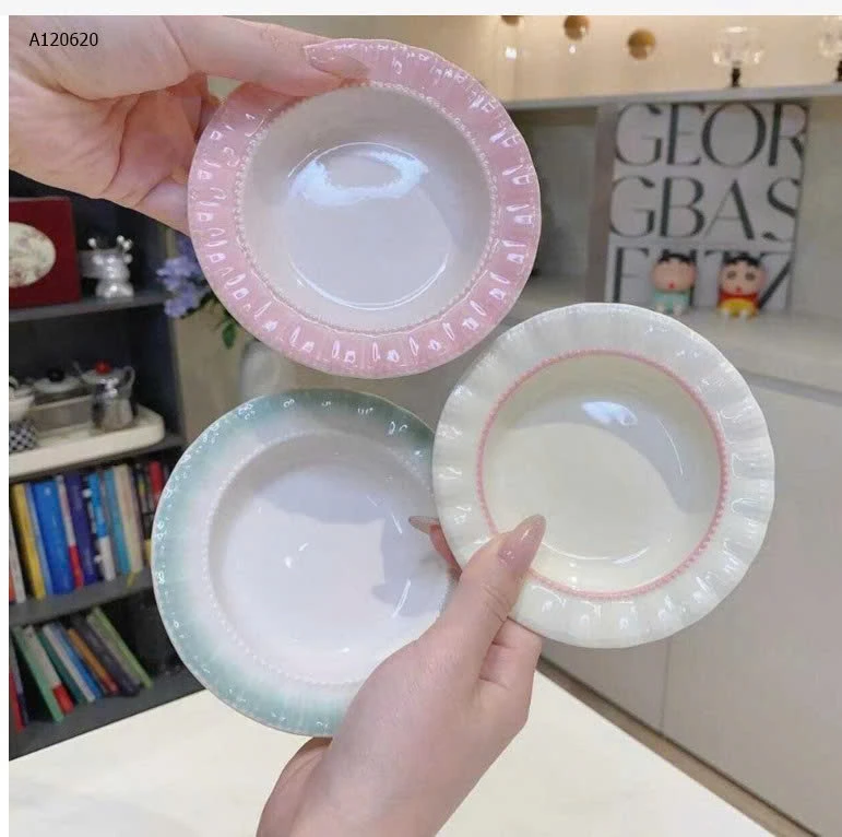 SET 3 ĐĨA ĐỰNG NƯỚC CHẤM VIỀN GỢN SÓNG - sỉ 76k/set 3c