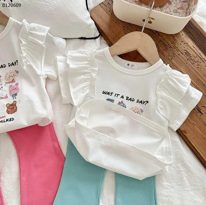 Bộ đồ mùa hè cho bé gái, quần ống loe-Sỉ 155k