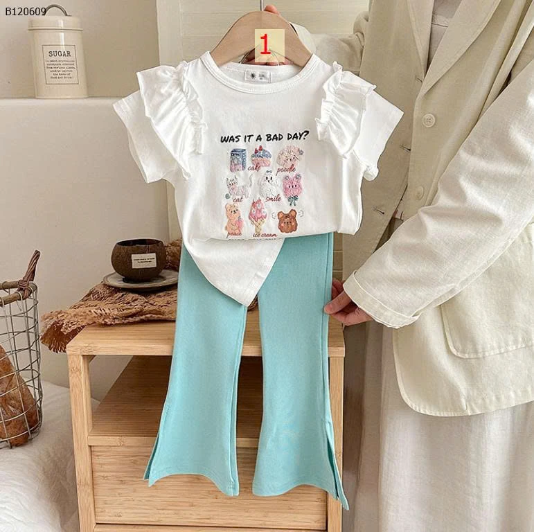 Bộ đồ mùa hè cho bé gái, quần ống loe-Sỉ 155k