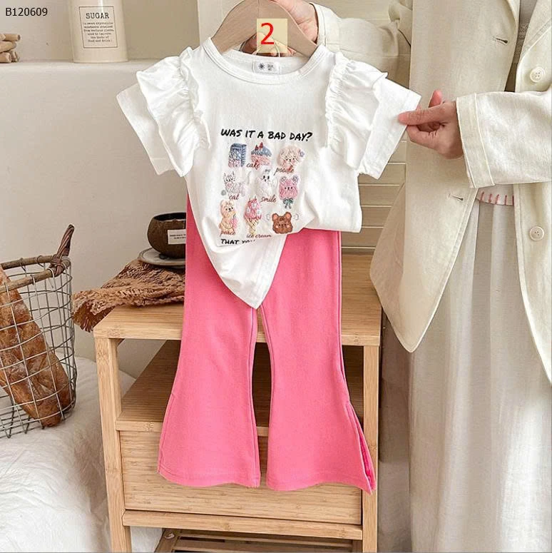 Bộ đồ mùa hè cho bé gái, quần ống loe-Sỉ 155k