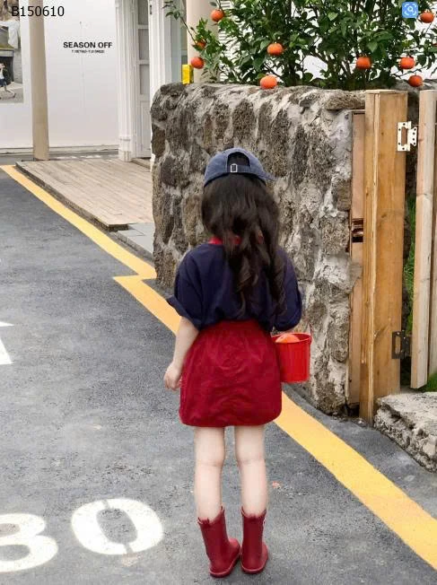 SET ÁO THUN HÌNH CHÚ CHÓ MIX CHÂN VÁY BG- sỉ  giá  áo: 127k  cv: 140k 