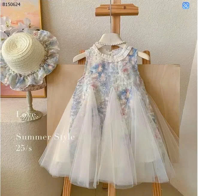 VÁY SÁT NÁCH  HOA PHỐI REN CHO BÉ   - sỉ 163k