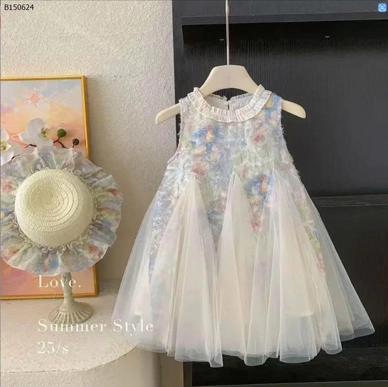 VÁY SÁT NÁCH  HOA PHỐI REN CHO BÉ   - sỉ 163k