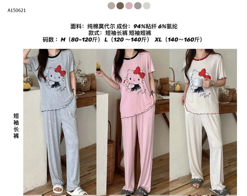 BỘ NGỦ KITTY THUN LẠNH JIEAINA - Sỉ giá  mẫu 1-3: 179k  mẫu 4-6: 206k 