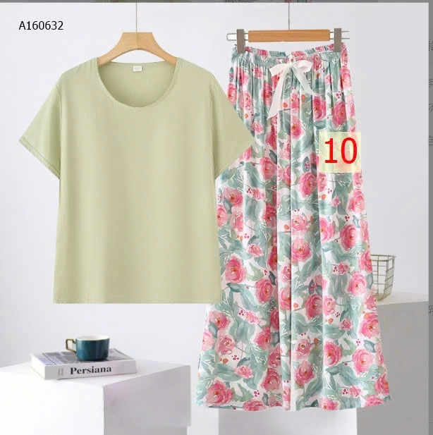 SET ÁO CỘC TAY PHỐI QUẦN SUÔNG CHO NỮ  - sỉ 165k