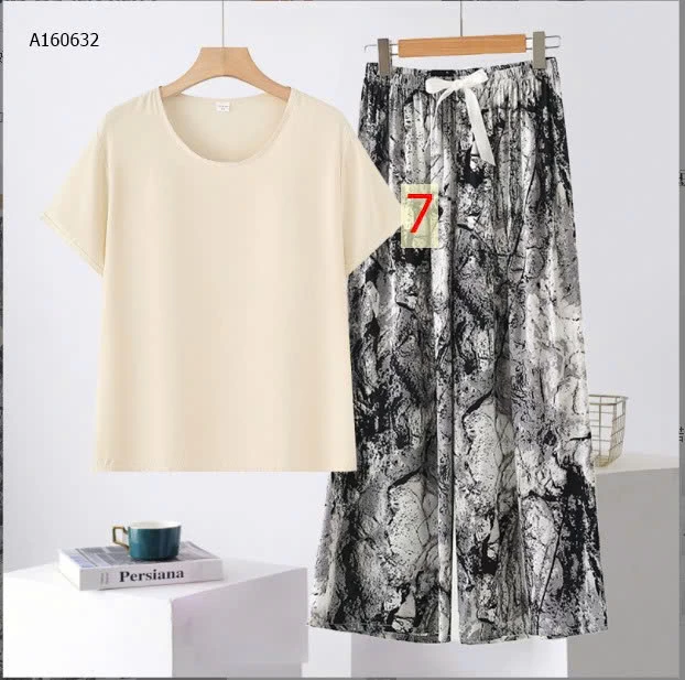 SET ÁO CỘC TAY PHỐI QUẦN SUÔNG CHO NỮ  - sỉ 165k