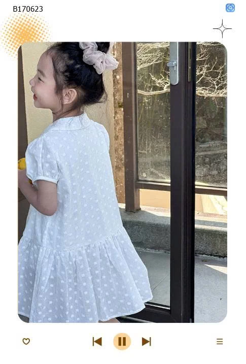 VÁY CỔ SEN TAY BỒNG TRẮNG HOA NHÍ-sỉ 213k