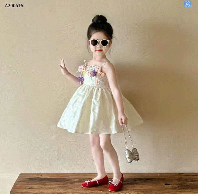 VÁY 2 DÂY ĐÍNH HOA BG - sỉ 245k