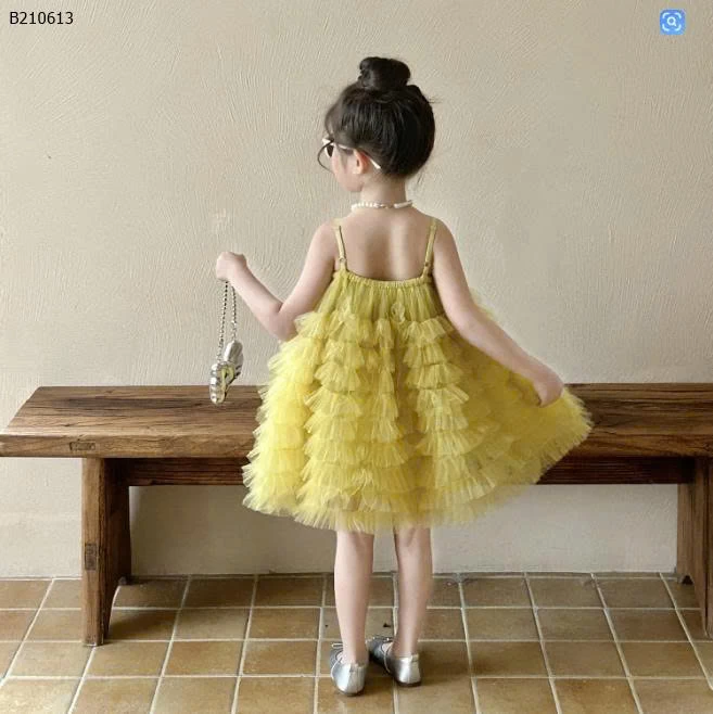 Váy lưới hở vai kiểu Pháp cho bé gái mùa hè 2025-Sỉ 295k