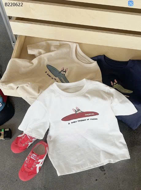 Áo thun tay ngắn in hình chú chó  AMBB cho bé-Sỉ 112k