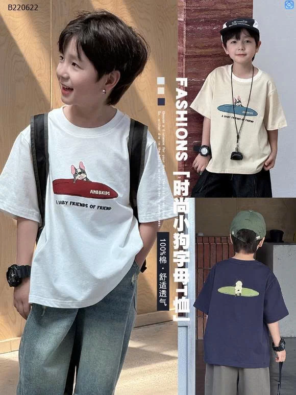 Áo thun tay ngắn in hình chú chó  AMBB cho bé-Sỉ 112k