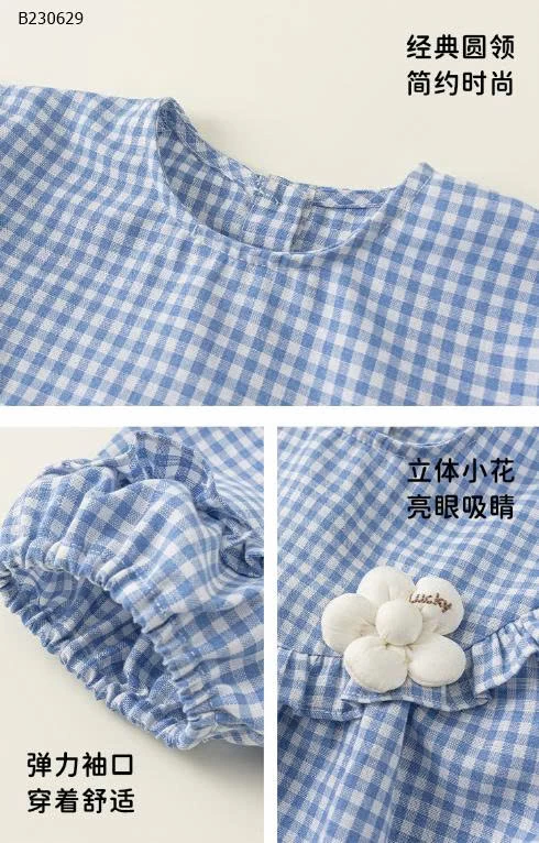 Bộ áo sơ mi kẻ sọc kèm quần hoa nhà M.bang -Sỉ 230k