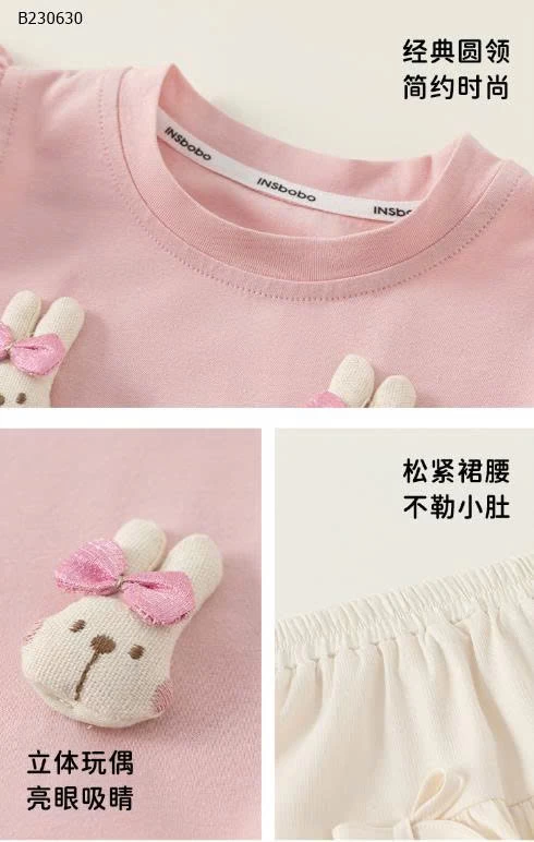 Set đồ áo phông kèm chân váy bí nhà M.bang cho bé-Sỉ 288k