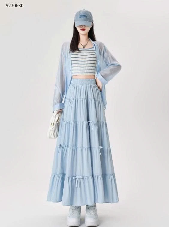 Chân váy dài mix nơ AIOV đẹp dịu dàng.- sỉ 135k