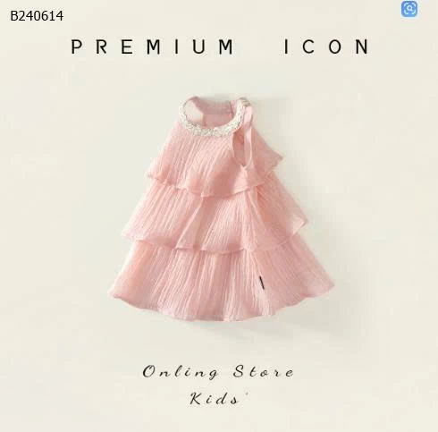 Váy xòe hồng hở vai cho bé gái nhà PREMIUM ICON-Sỉ 136K