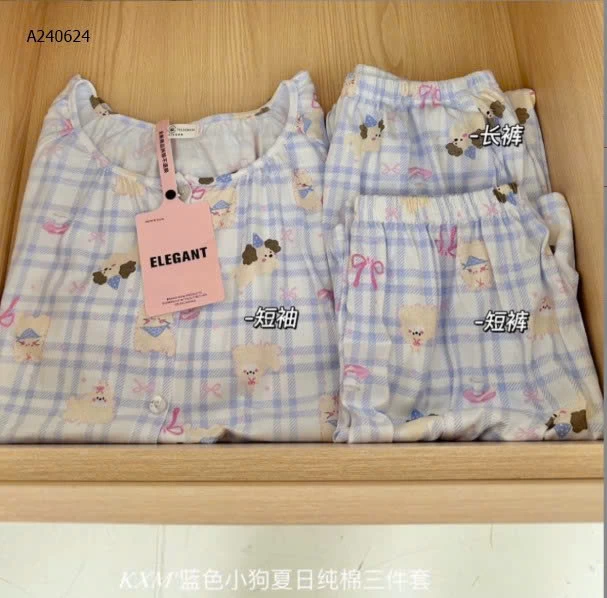 BỘ MẶC NHÀ 3CT HỌA TIẾT CUTE CHO NỮ  - sỉ 176k