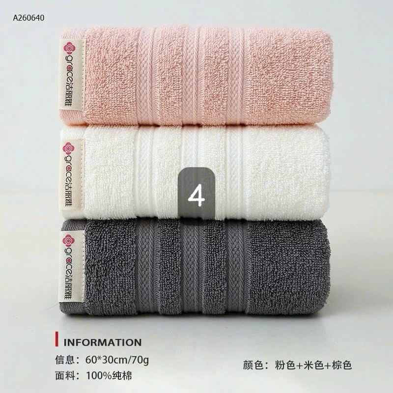 Set 3 khăn cotton kháng khuẩn công nghệ 5A hãng GRACE - sỉ 83k/set 3c
