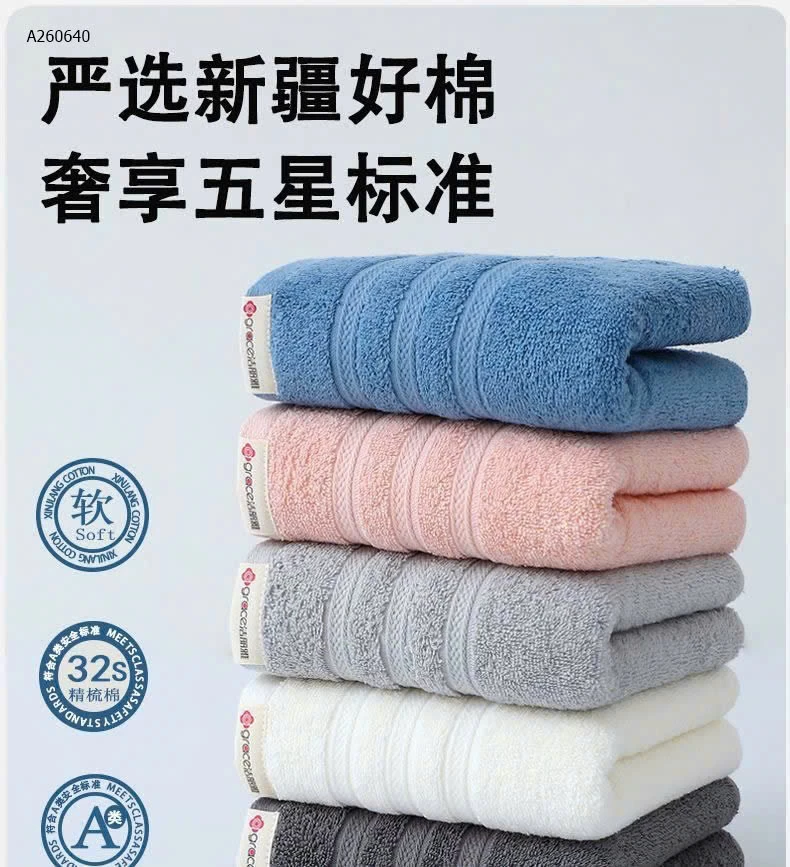 Set 3 khăn cotton kháng khuẩn công nghệ 5A hãng GRACE - sỉ 83k/set 3c