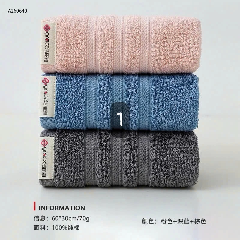 Set 3 khăn cotton kháng khuẩn công nghệ 5A hãng GRACE - sỉ 83k/set 3c