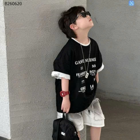 ÁO THUN ĐEN IN CHỮ-Sỉ  sz 100-140: 127k  sz 150-160: 136k 