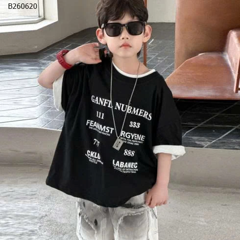 ÁO THUN ĐEN IN CHỮ-Sỉ  sz 100-140: 127k  sz 150-160: 136k 