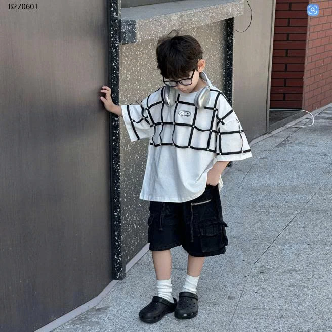 ÁO THUN KẺ Ô VUÔNG GẮN NGỌC-Sỉ sz 100-140: 149k  sz 150-160: 157k 