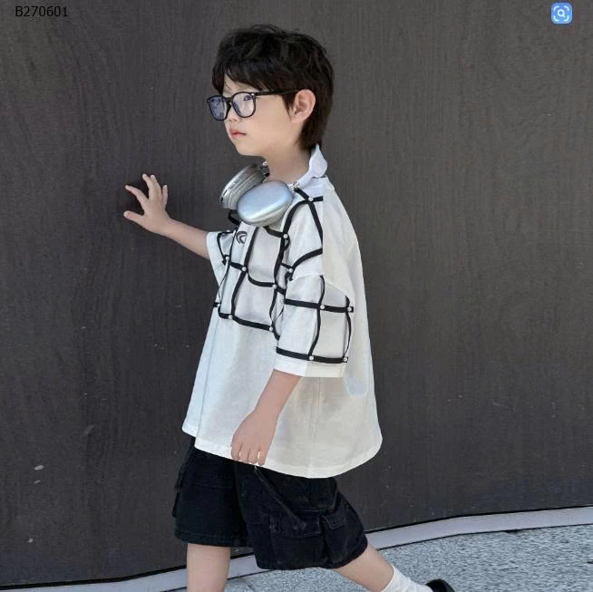 ÁO THUN KẺ Ô VUÔNG GẮN NGỌC-Sỉ sz 100-140: 149k  sz 150-160: 157k 