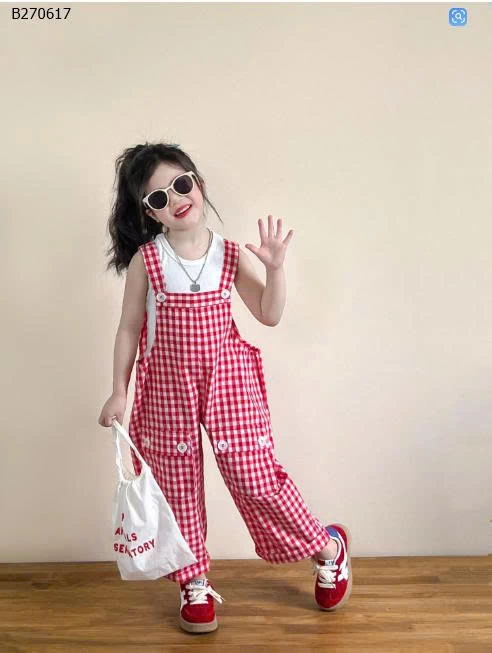 SET ÁO SÁT NÁCH MIX QUẦN YẾM KẺ CARO BG- sỉ  giá  áo: 110k  quần yếm: 182k 