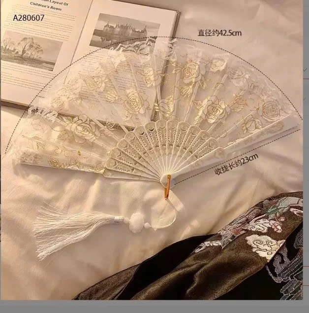 QUẠT REN HOA CẦM TAY - sỉ 53k/set 2c