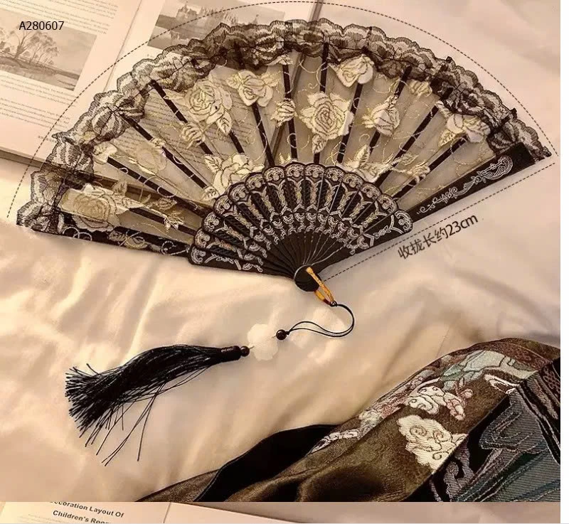 QUẠT REN HOA CẦM TAY - sỉ 53k/set 2c