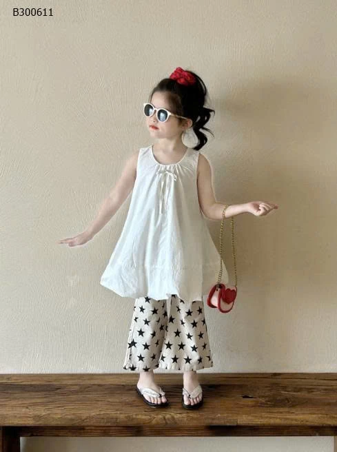 SET ÁO SÁT NÁCH MIX QUẦN ỐNG LOE BÉ GÁI-Sỉ giá  áo:  142k quần: 139k set 262k