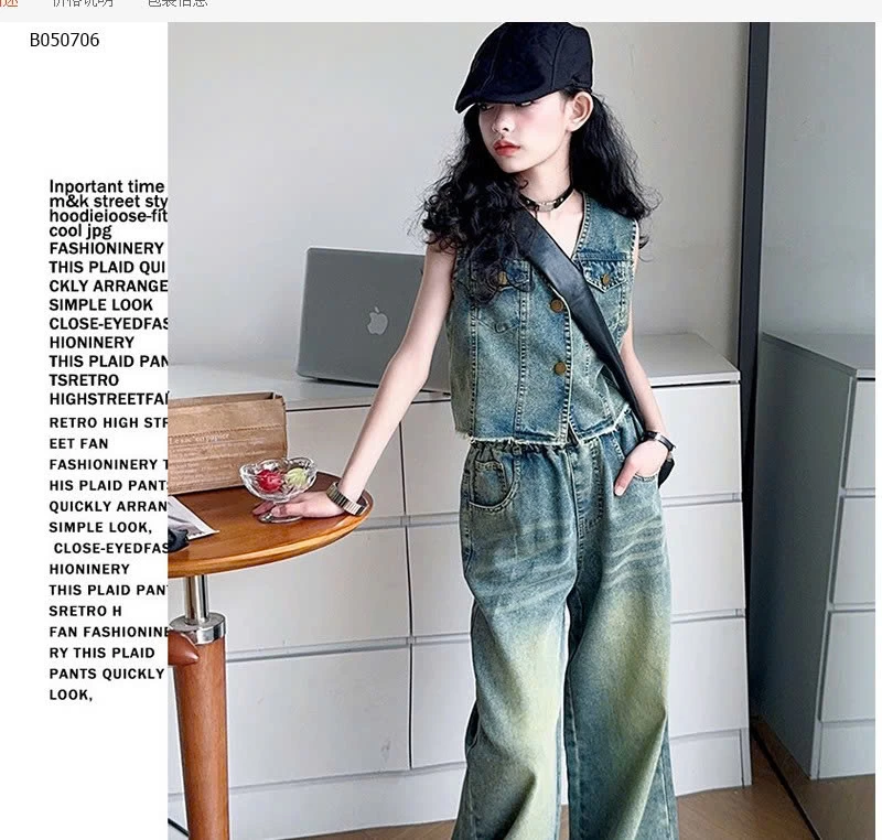 SET ÁO GHILE JEAN PHỐI QUẦN SUÔNG RỘNG - sỉ 276k