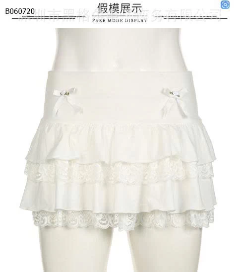 CHÂN VÁY DENIM PHỐI REN ĐÍNH NƠ- Sỉ giá 177K