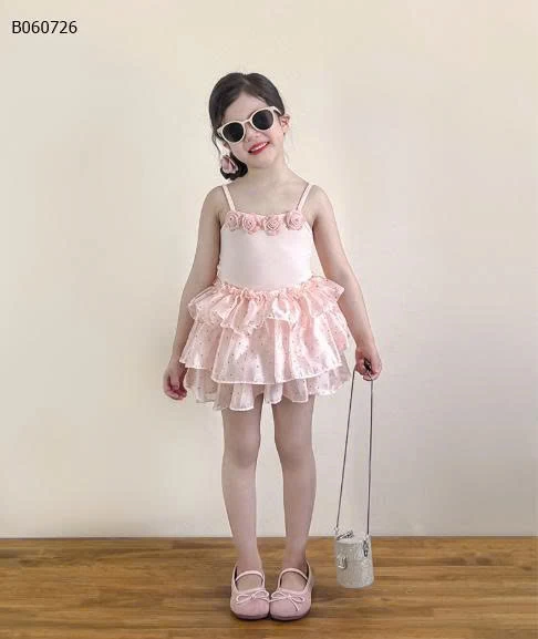 VÁY 2 DÂY ĐÍNH HOA BÉ GÁI-Sỉ giá 268K