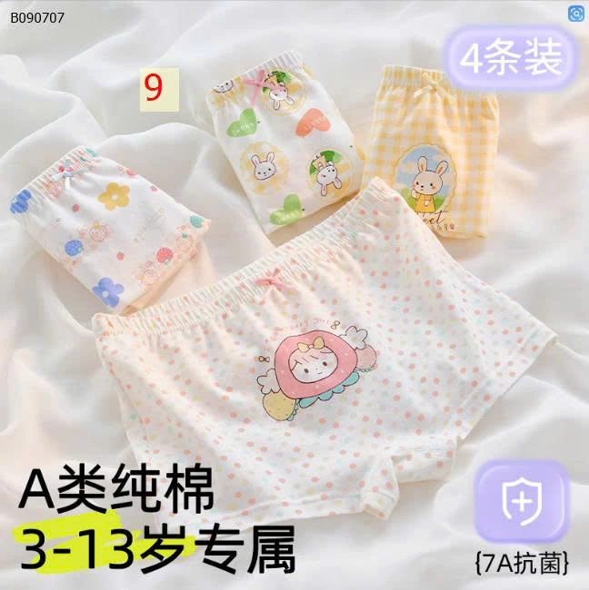 SET 4 QUẦN CHIP ĐÙI BÉ GÁI  - Sỉ i 84k/1 set 4 chiếc